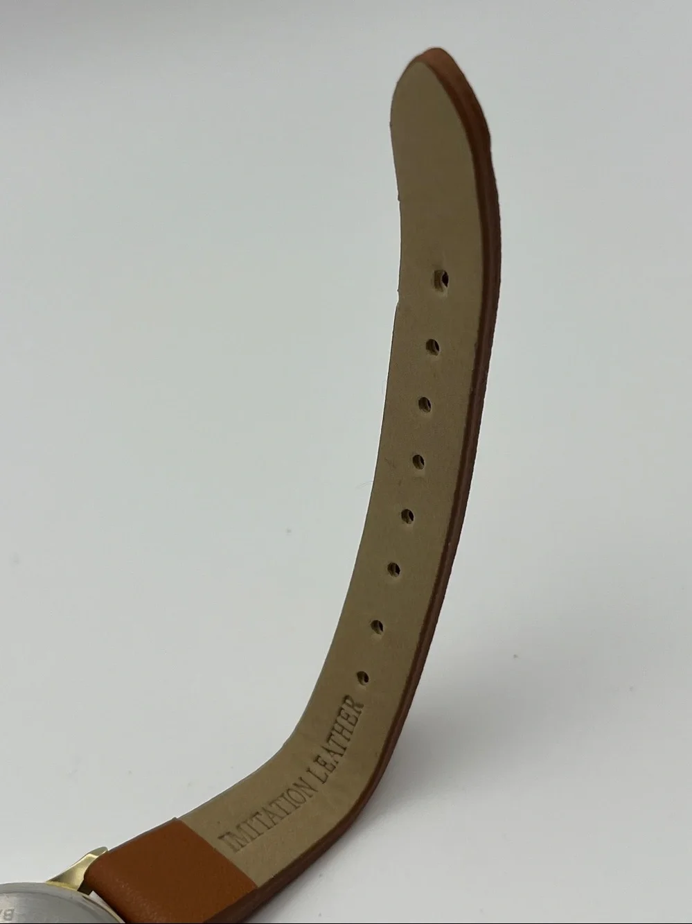 Gold-Tone Watch with Brown Leather Strap